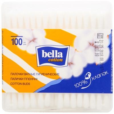 Ватные палочки Bella (Белла), квадратная упаковка, 100 шт