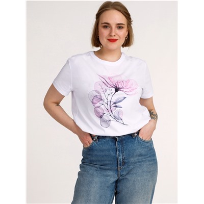 футболка 1ЖДФК3956001; белый / Розовый цветок