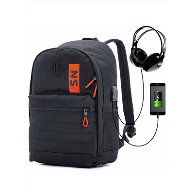 Рюкзак для подростков SkyName 80-44 черный/оранжевый 30х16х42