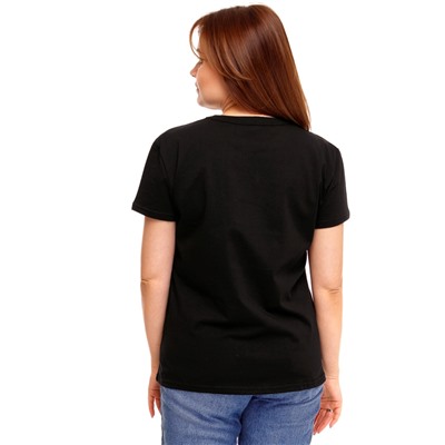 футболка 1ЖДФК3793001; черный / Контурное сердечко вышивка