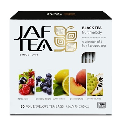 Чай                                        Jaf tea                                        РС Fruit melody 50 пак.*1,5 гр. черный (АССОРТИ) (12) (293)
